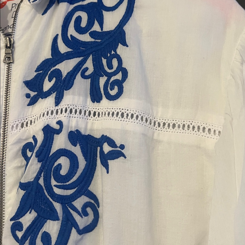 Alice+Olive Embroidered Blue and White Dress - Picture 12 of 16